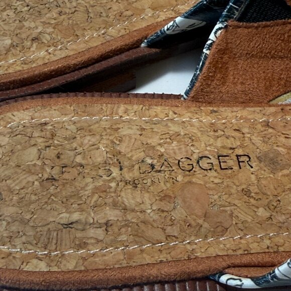 KELSI DAGGER BROOKLYN Ruthie printed leather flat slide sandal faces 6.5 - Picture 6 of 16